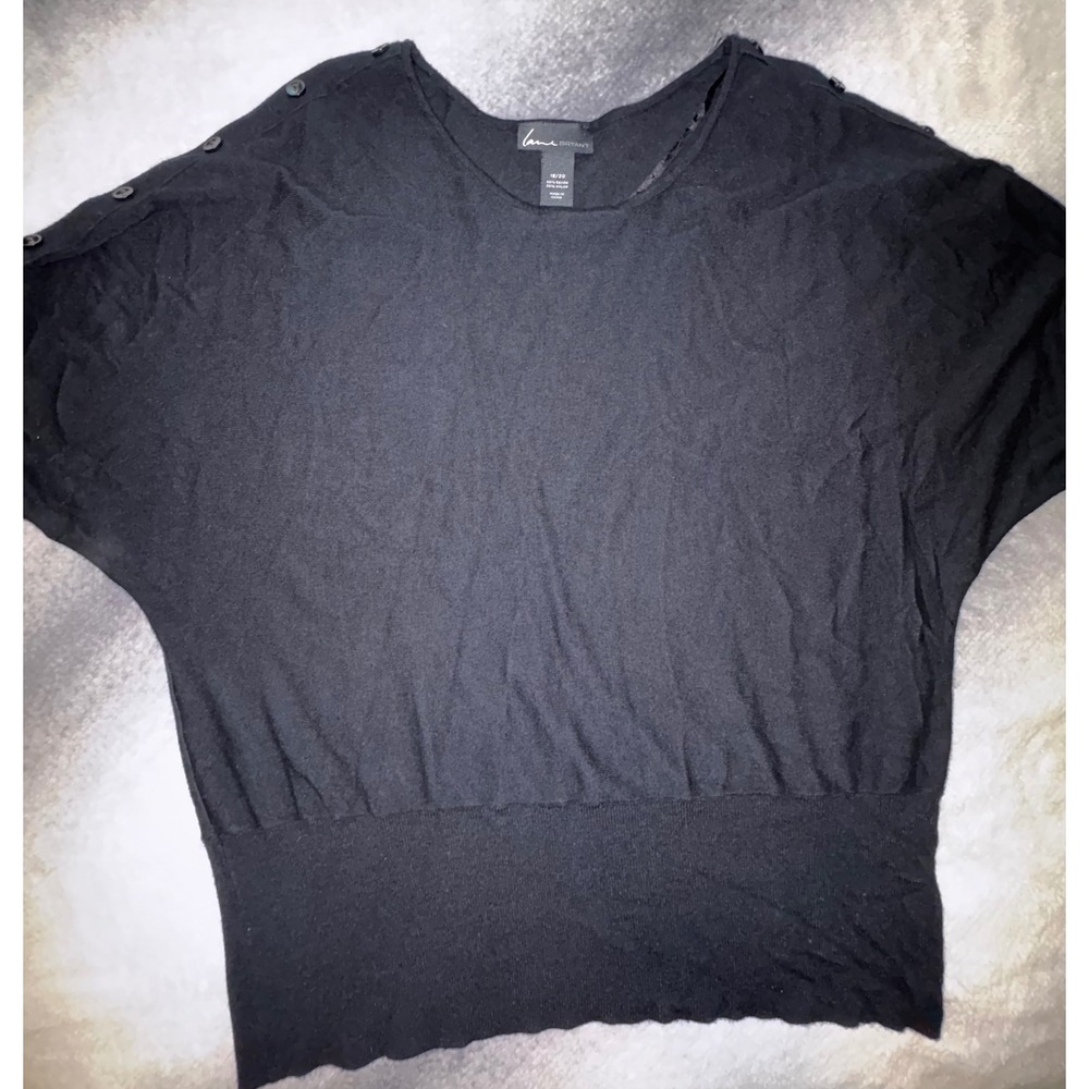(A4) Lane Bryant Black Dolman Button Shoulder Knit Sweater Top Plus Size 18/20
